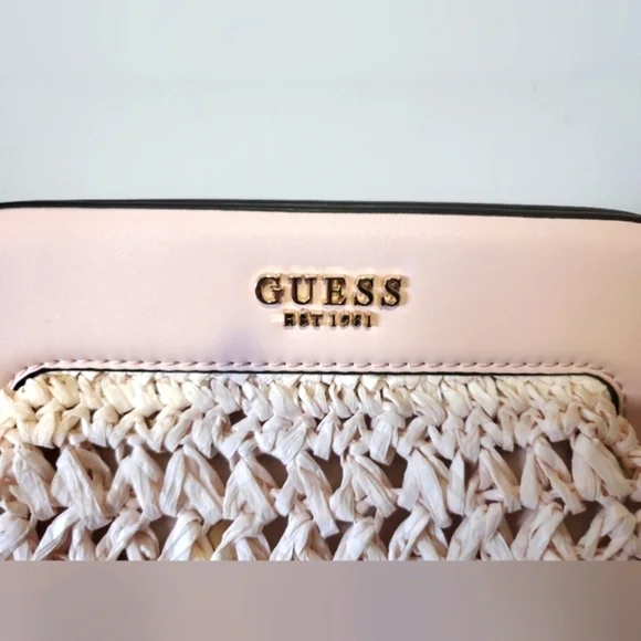 GUESS new!Liguria braided frame clutch/crossbody bag in pale pink with dust bag. - Picture 5 of 10